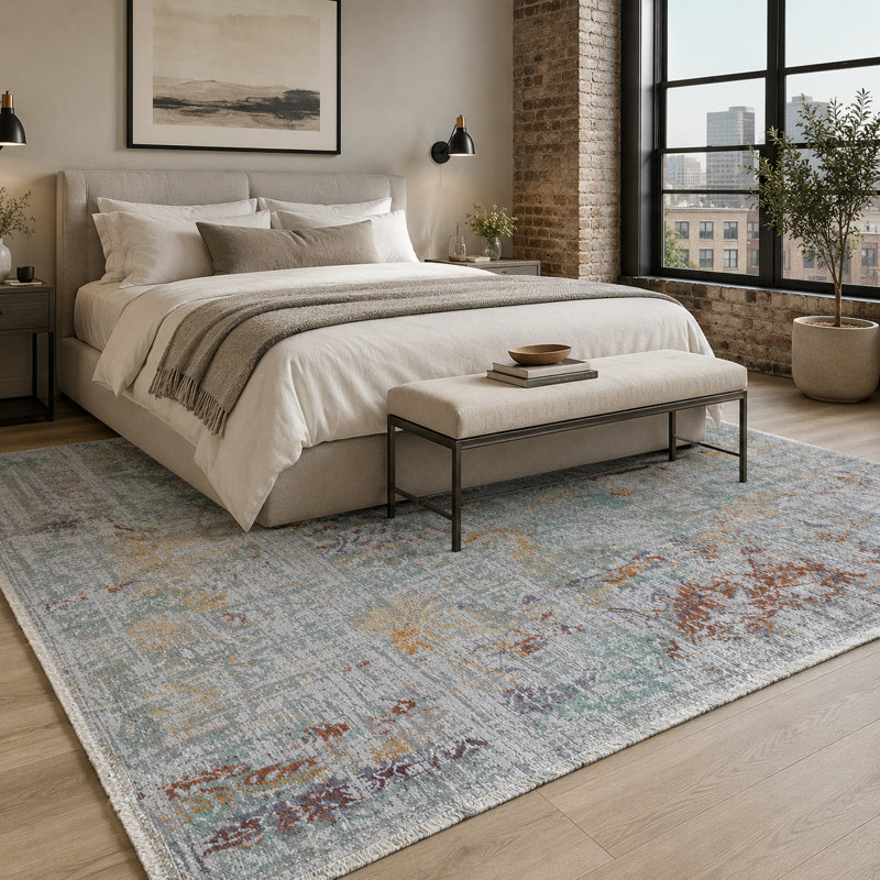 Striped Cotton and Chenille Flatweave Area Rug, 60 x 100 cm