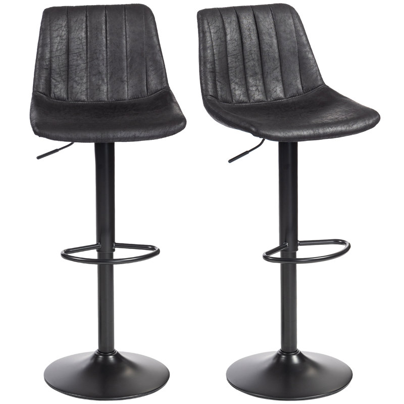Kait Swivel Yes Bar Stool with Steel Frame, Black