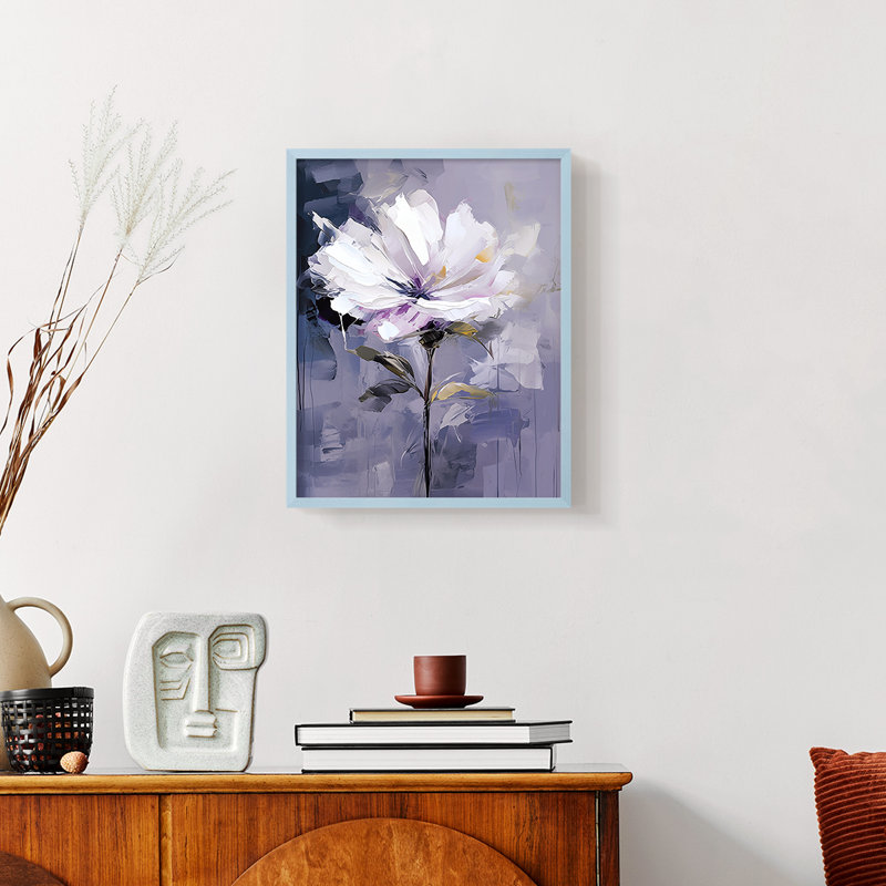 Série FLORAL CD XXXVI - reproduction encadrée de qualité supérieure - prête à être accrochée - aucun clou requis, Bleu
