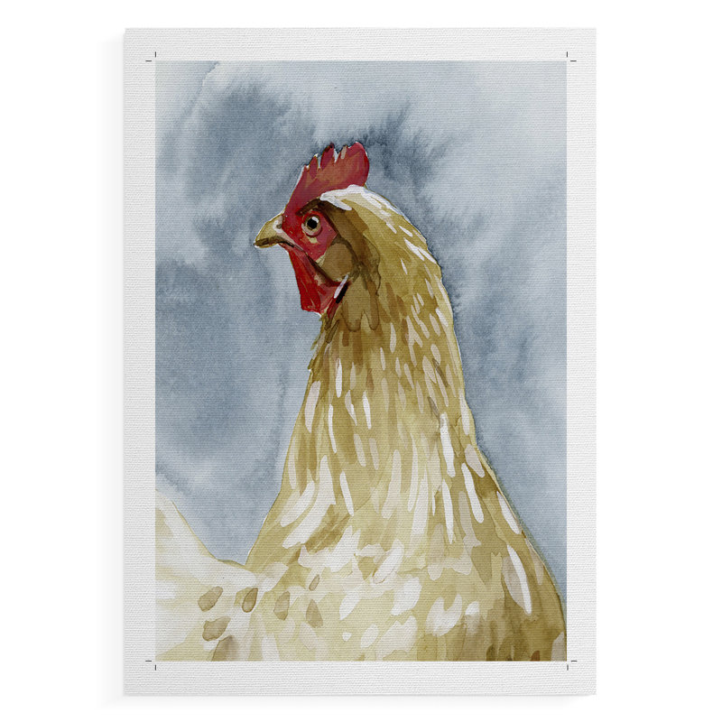 Portrait de poulet I - Impression sur toile seulement - NON-CADRE, H 18 po x l 12 po