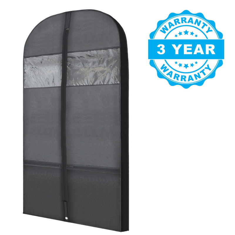 Plixio 54" Black Gusseted Garment Bags with Zipper for Travel and Storage