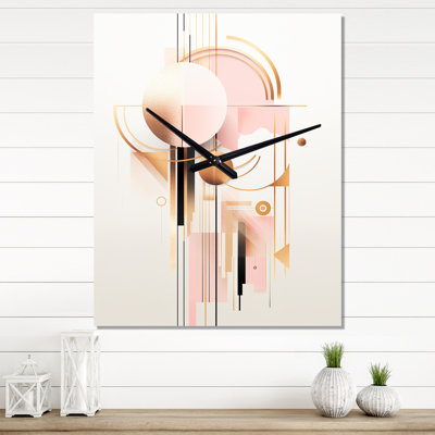 Circulaires bohème chic géométrique rétro rose - très grandes horloges murales géométriques modernes