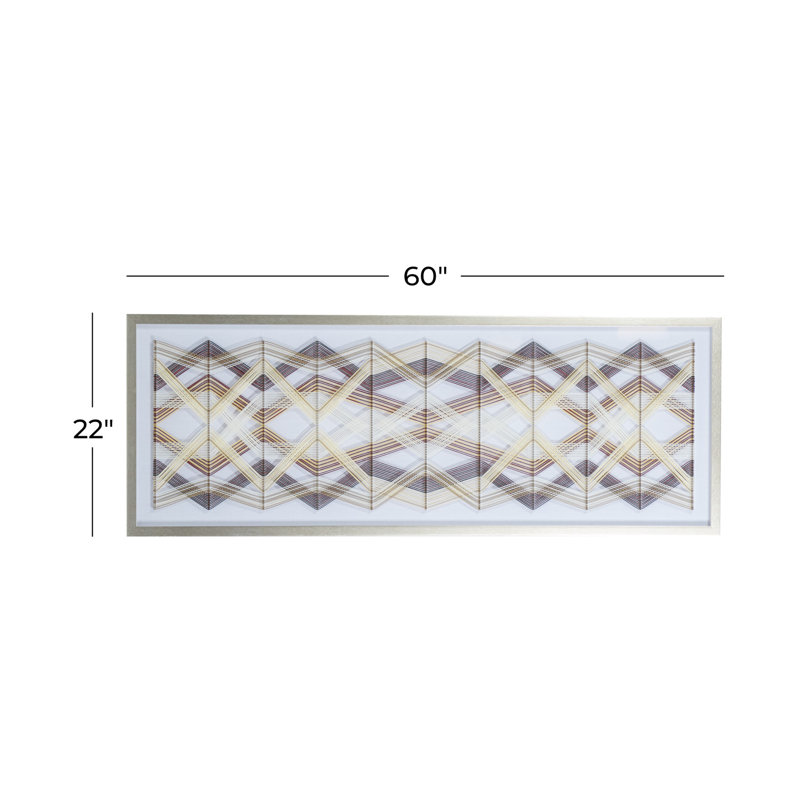 Cotton Fabric Handmade String Art Geometric Multi Colored Wall Decor with Silver Frame