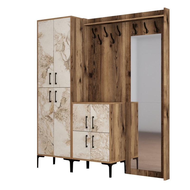 Arvydas Hall Tree 180cm Wide with Shoe Storage