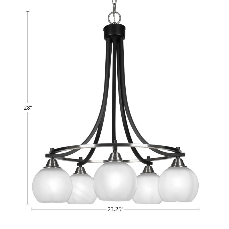 Michell 5 - Light Shaded Classic / Traditional Chandeliers, Matte Black/Brushed Nickel