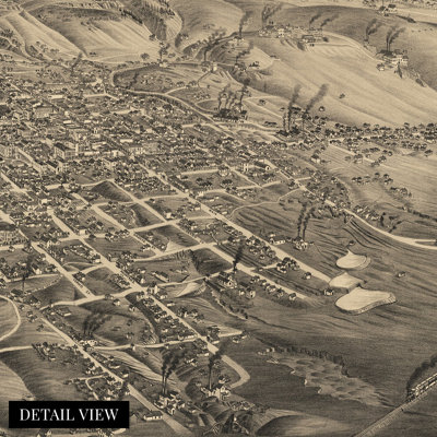 1884 Butte Montana, affiche de carte sur papier