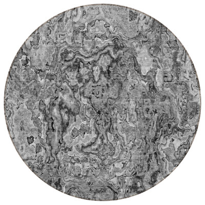8' Gray Charcoal And Silver Round Abstract Washable Indoor Outdoor Area Rug