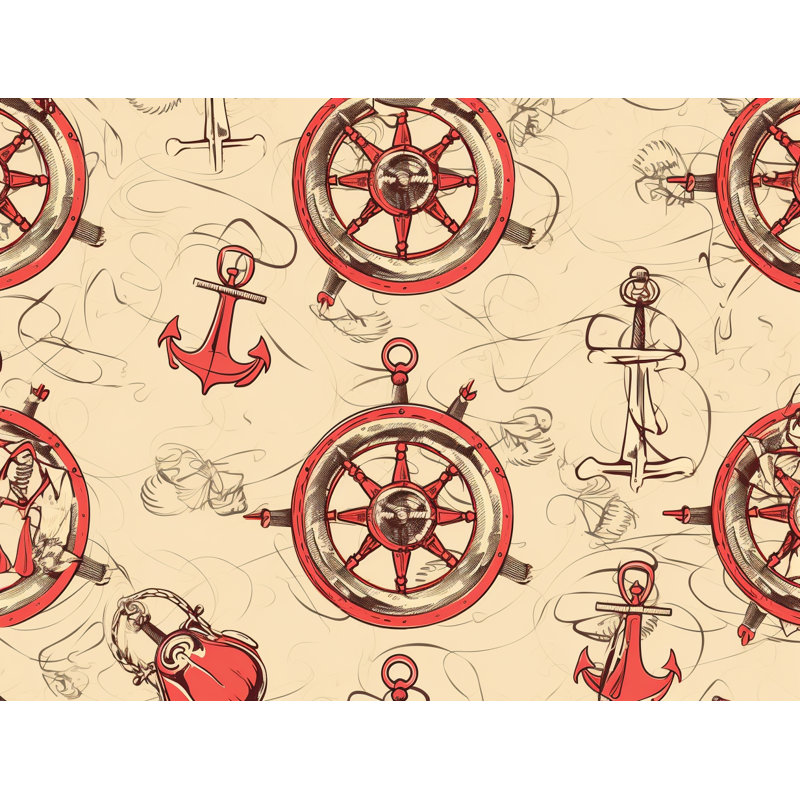 Machine Printed Throw Blanket, 80" L x 60" W, Geometric, Red/Beige