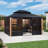 PURPLE LEAF 12' W x 14' D Patio Hardtop Gazebo Double Top Outdoor Screen House Aluminum Solarium Backyard Sun Room