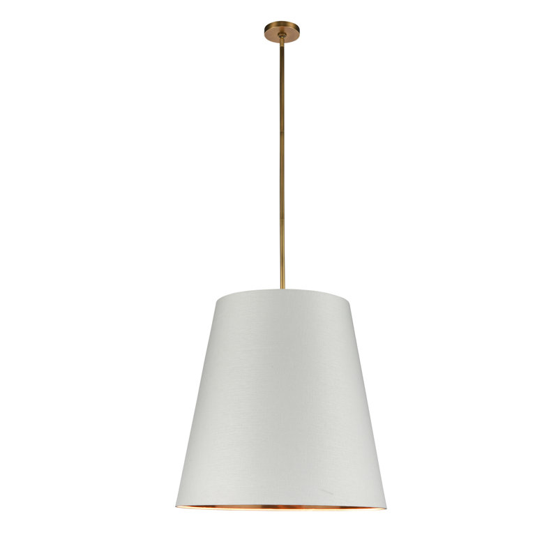 Luminaire suspendu conique unique à 3 lumières Calor, Blanc, H 71,76 po x l 24,88 po x P 24,88 po, Or