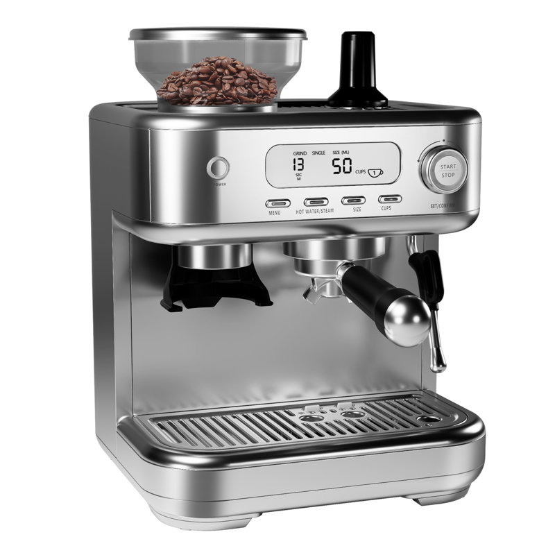 Machine à espresso 15 bars avec moulin, mousseur à lait et contrôle de température PID, machine à expresso professionnelle