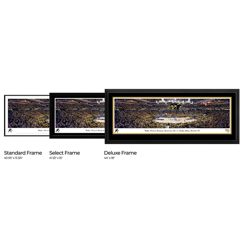 «Wake Forest Demon Deacons» par James Blakeway, Cadre d'angle fermé noir, Noir, H 18 po x l 44 po x P 0,88 po