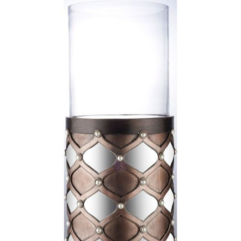 Tall Candleholder with Hurricane Glass, 31" H x 11.25" W x 11.25" D