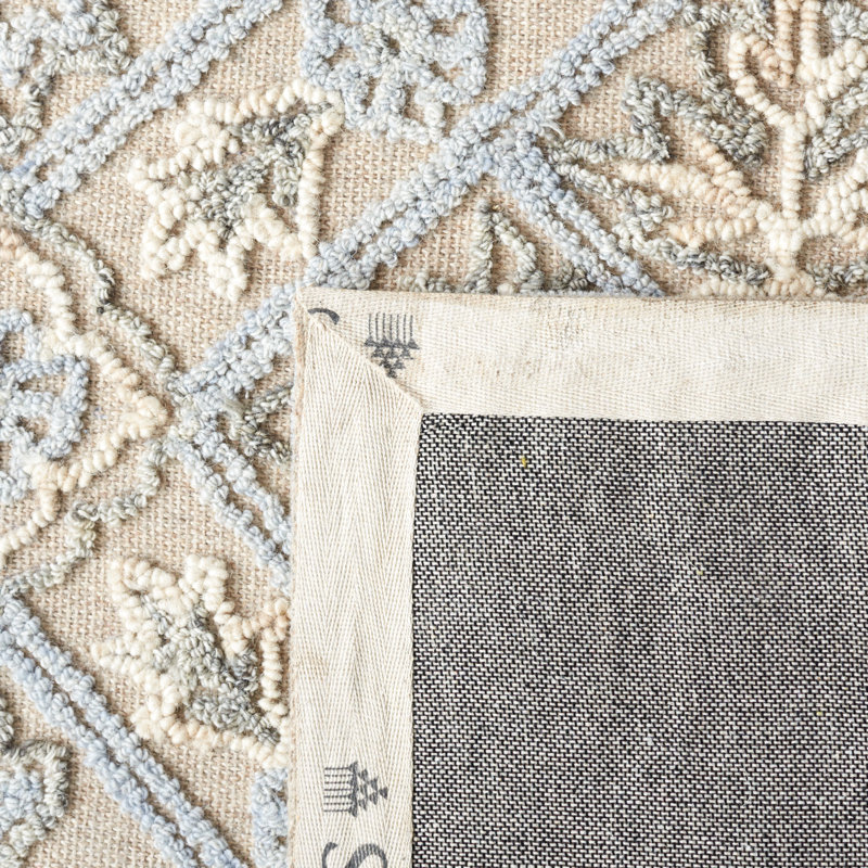 Tapis beige en laine / coton touffeté à la main Sherly, Rectangle 8 pi x 10 pi