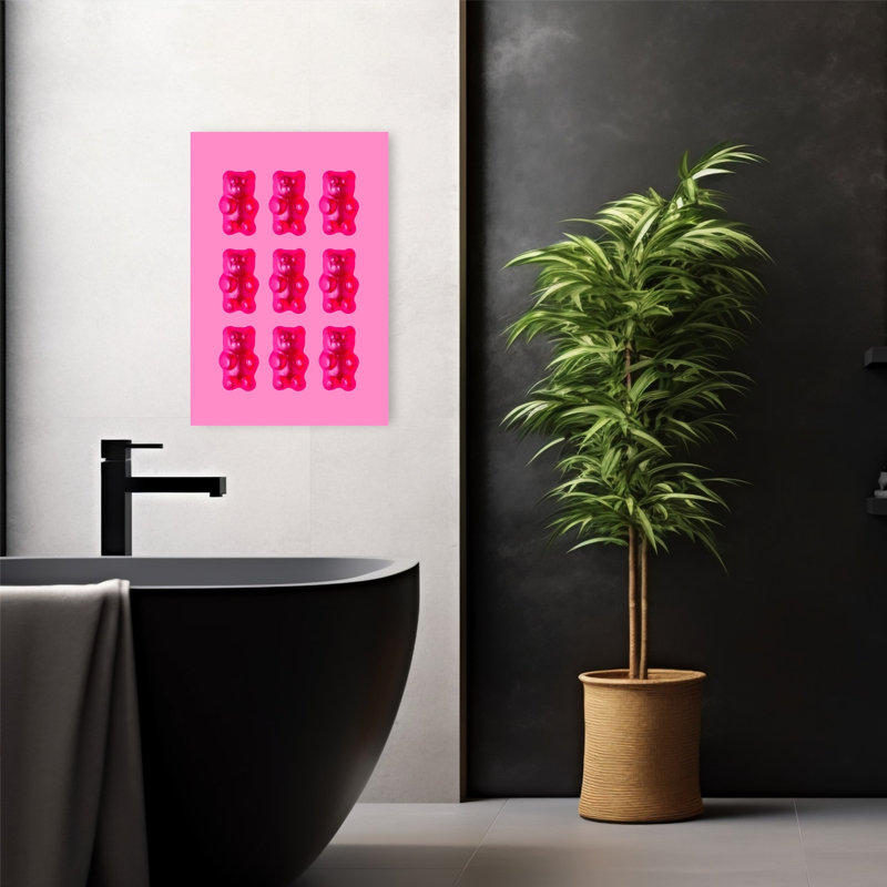 «Sweet Pink Gummy Bears Vibrant Contemporary», reproduction d'art murale, 24" H x 16" W