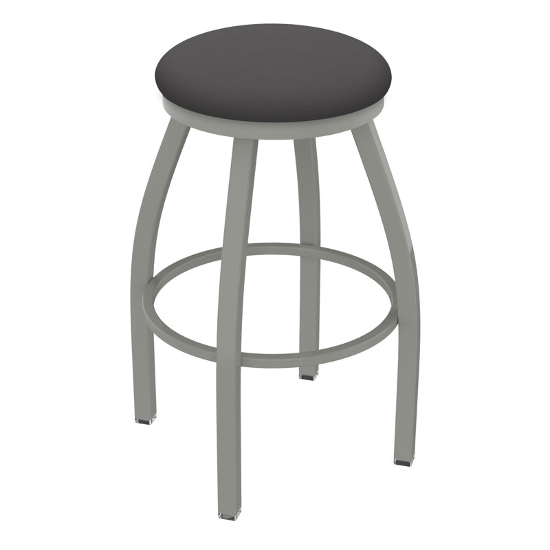 Cragin Swivel Upholstered Counter Stool, Anodized Nickel, Vinyl-Canter Storm, Extra Tall (36” Seat Height)