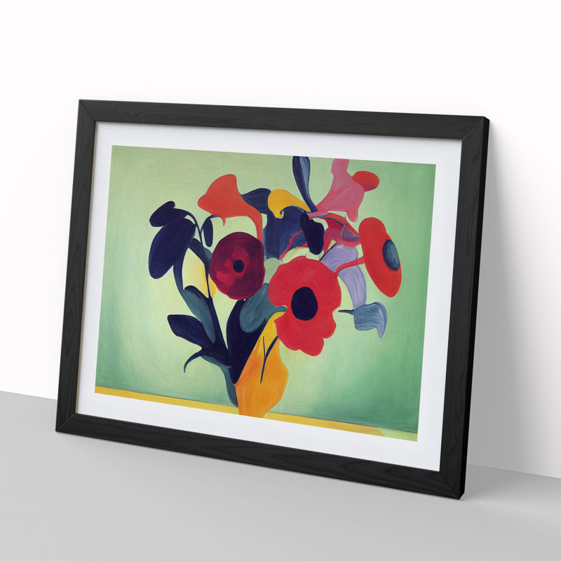 Unbeatable Modern Flowers - Framed Print, 34cm H x 46cm W x 2cm D, Black Framed
