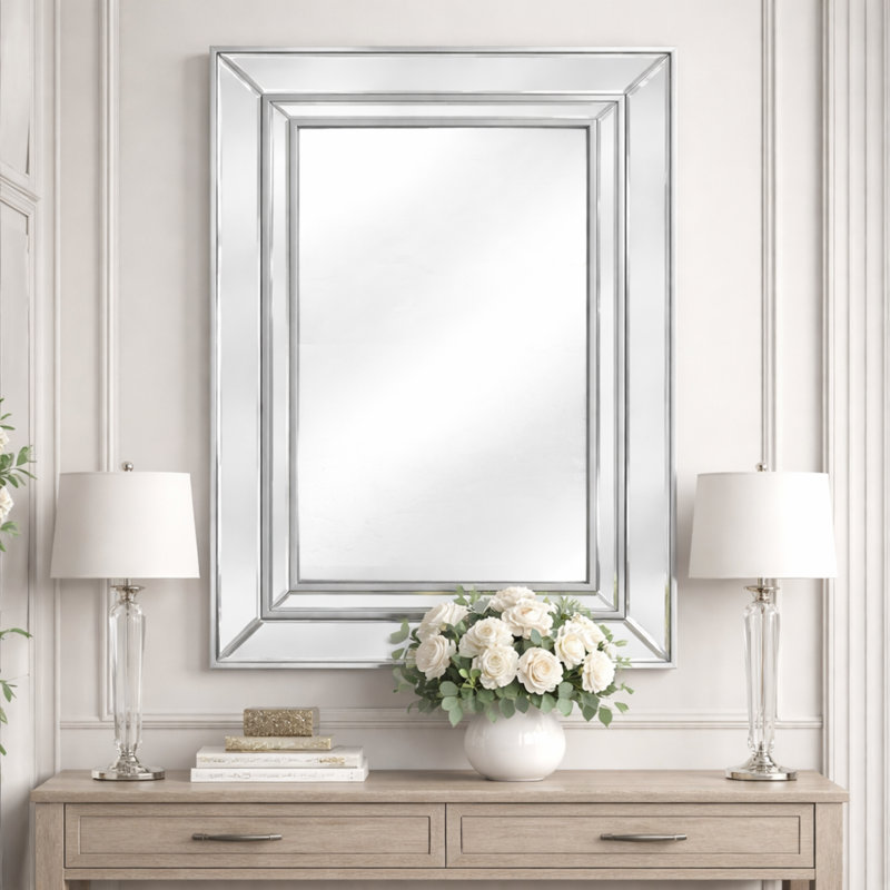 Glass Flat Wall Mirror, Silver