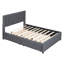 Lit plateforme double tapissier gris avec 2 tiroirs et lit gigogne, tête de lit classique et contreplaqué, fonction d'organisation de la chambre à coucher, configuration des tiroirs facile à assembler