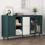 Buffet de salon moderne, 55 po avec 2 tiroirs et portes en verre, rangement pour garde-manger, armoire à café, table buffet-1408373377