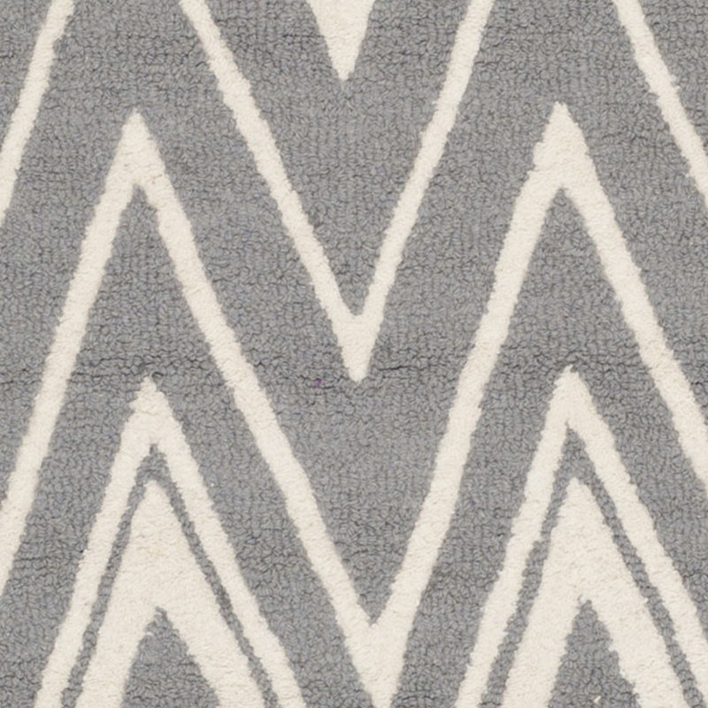 Tapis gris / ivoire en laine touffeté à la main Ellicott, Rond 4 pi