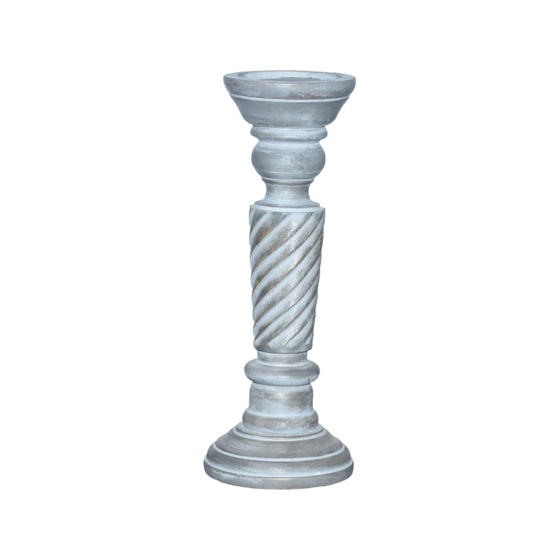 Wood Tabletop Candlestick, 12" H x 4" W x 4" D