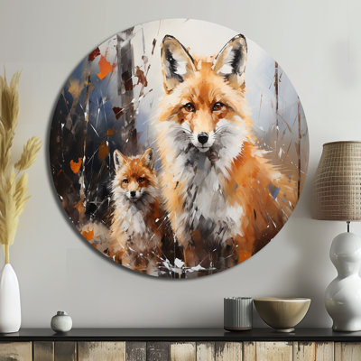 Haniel Animal Rusty Fox - Animals Round Metal Art