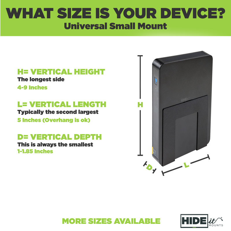HIDEit Uni-S | Adjustable Small Electronics, Cable Box Mount + Small Computer Mount