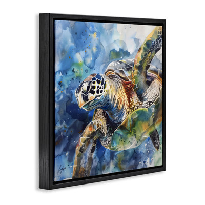 Watercolor Splatter Sea Turtle Floating Frame, design by Creative Studio
