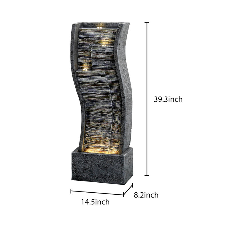 Weather Resistant Wall Base Fountain with Light