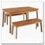 Ensemble de table et banc 3 pièces en bois d'acacia à grain diagonal