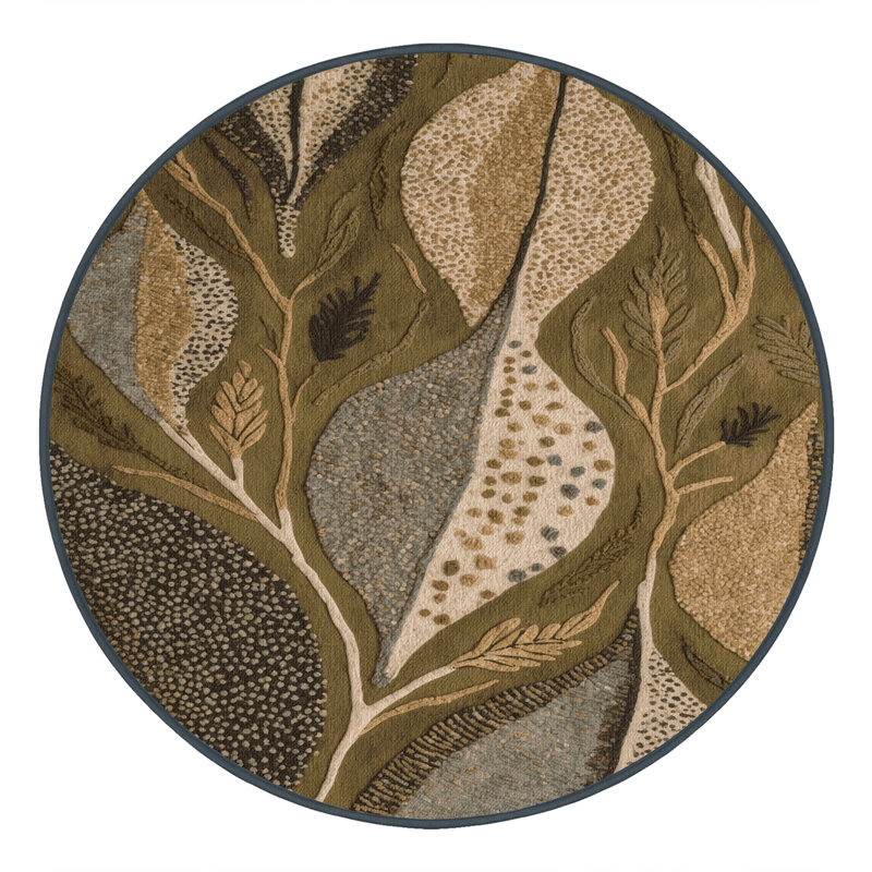 Machine Washable Nature Brown Area Rug, Round 7'