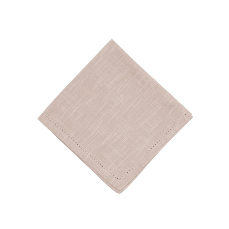 Hemstitch Solid Tan Glass Napkin Set of 6, Beige