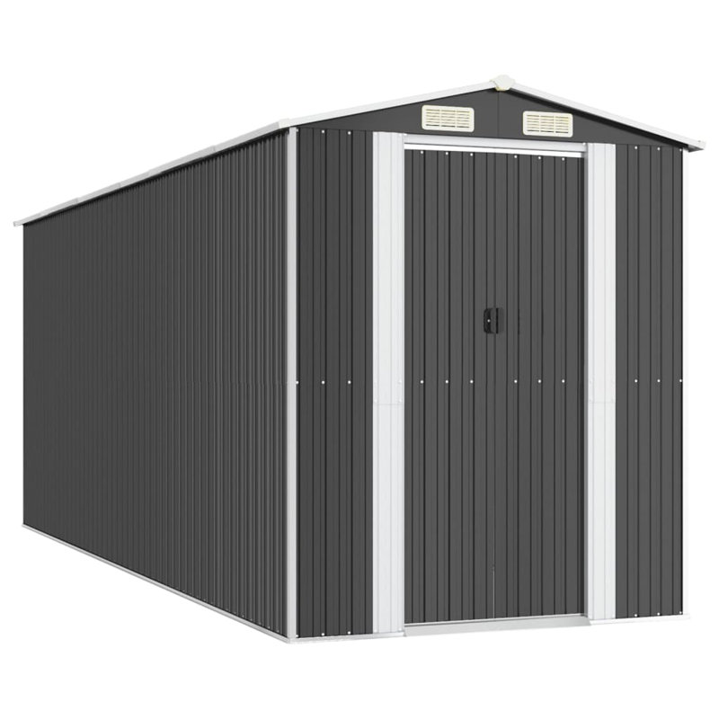 2Ft. 6in. W x 6 ft. 9.in D Galvanised Steel Steep Slope Garden Shed, Anthracite