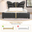 Structure de lit rembourrée en similicuir, avec tête et pied de lit en forme de papillon, structure de lit plateforme avec décorations en métal-609708399-609708396