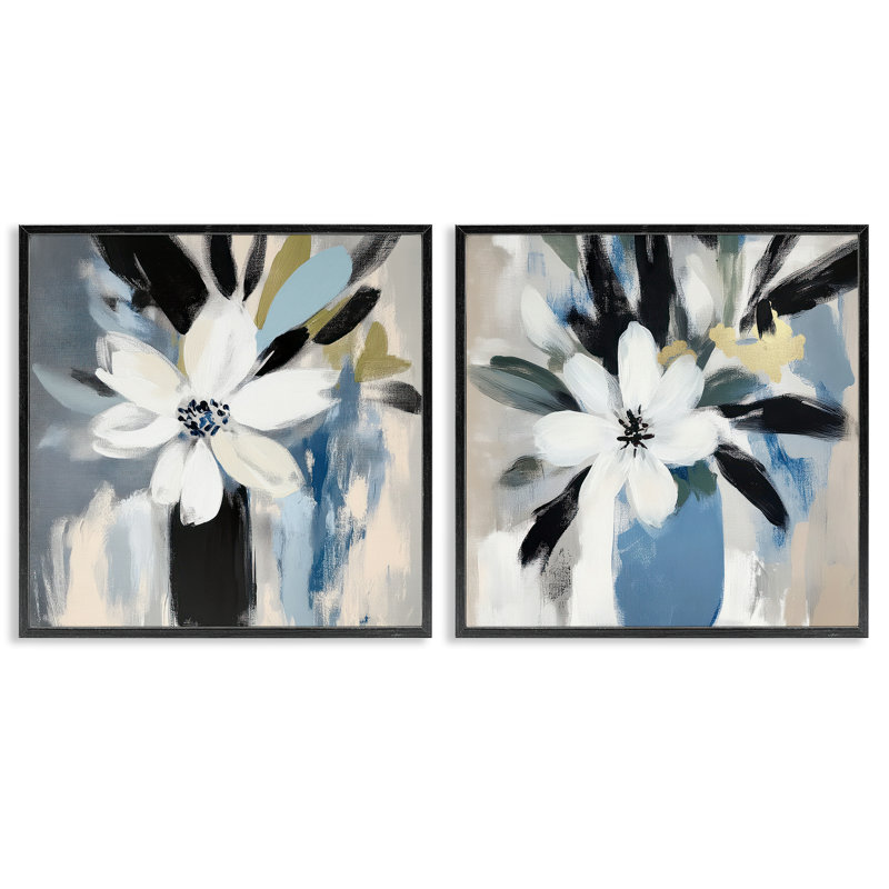 Ensemble de 2 giclées encadrées Timeless Florals, design par Mona Grace, Giclée encadrée noir minuit, H 12 po x l 12 po