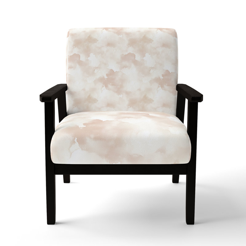 Chaise d'appoint abstraite - Fauteuil beige avec brume beige, Accoudoirs carrés noirs