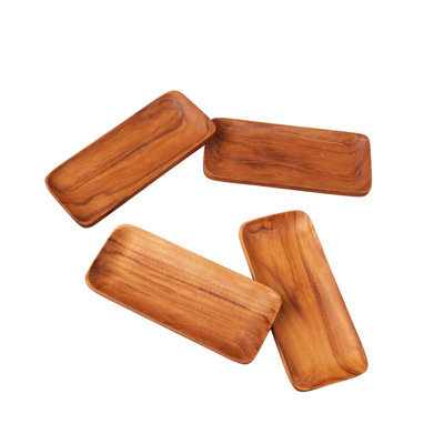 Petits plateaux en teck, ensemble de 4