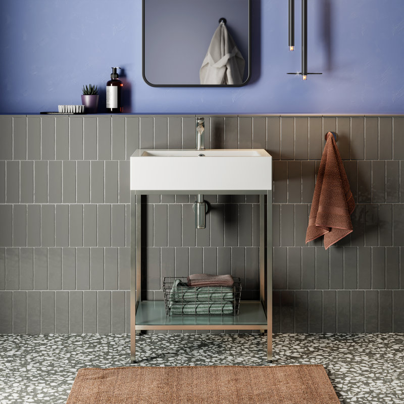 Ensemble de meuble-lavabo autoportant Pierre 24, Chrome