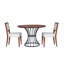 Ensemble de salle à manger rond pour 2 personnes avec table en placage de chêne de 42 pouces, base en fer noir et chaises rembourrées beiges, style coin cuisine peu encombrant