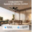 Ventilateur de plafond contemporain réversible à télécommande à 5 pales et 6 vitesses de 46 pouces avec ensemble de lumières DEL noir mat-130156557-130156559