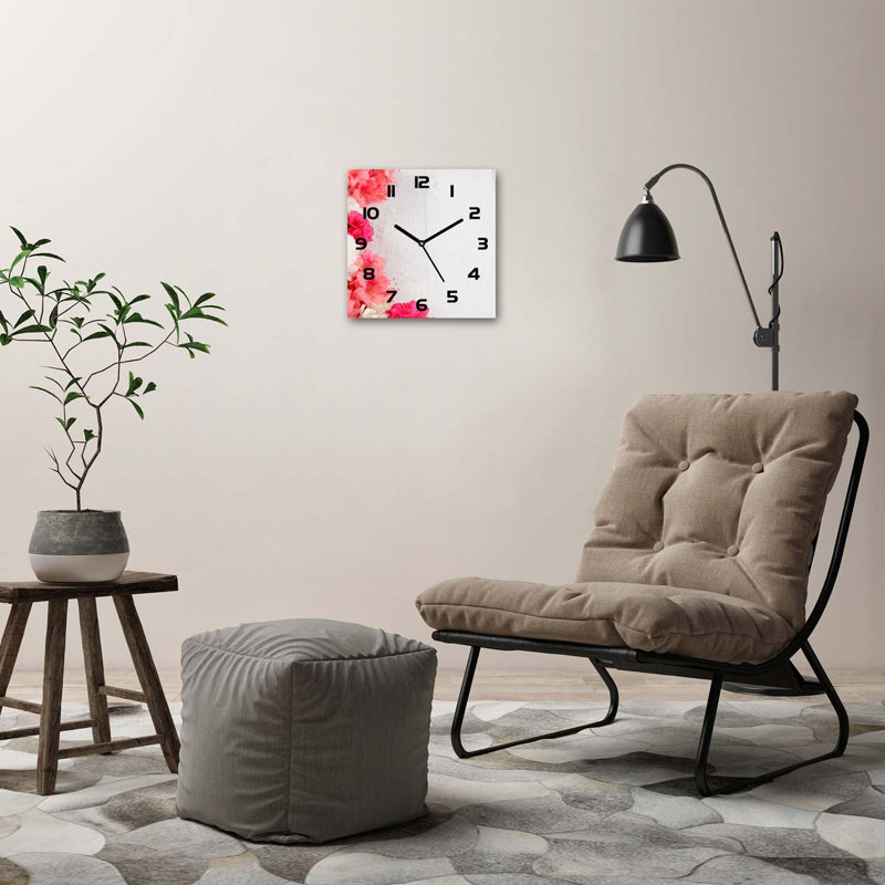 Glass Wall Clock, Black/White/Pink