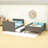 Full Over Full Bunk Bed With Twin Trundle, Guardrails And Ladder, Convertible Into Separate Beds-1798393930