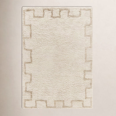 Anemone Hand-Tufted Ivory Moroccan Shag Rug