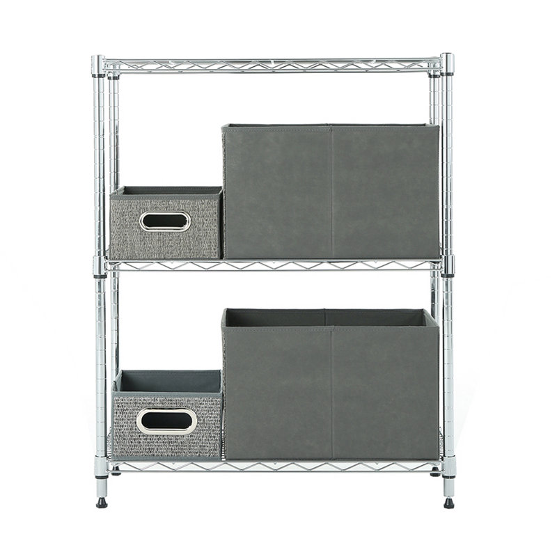 Jayly Steel Height -Adjustable Shelving Unit, 31.5" H x 25.6" W x 11.8" D, Chrome