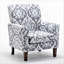 Fauteuil à motifs en mélange de polyester avec structure en bois de bouleau massif, pieds fuselés bruns et siège rembourré en mousse pour le salon ou le bureau