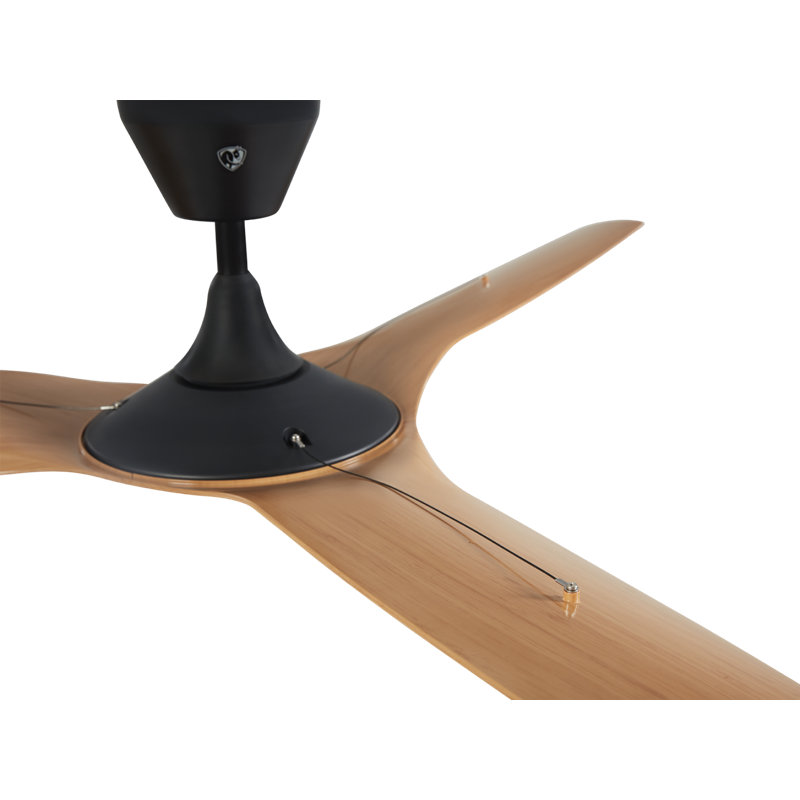 Haiku Coastal Smart LED Outdoor Downrod Ceiling Fan, 52", Black with Caramel Blades