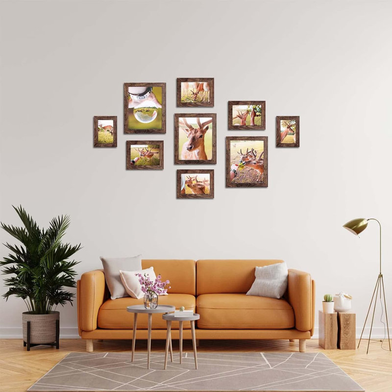 7 Pack 5"x7" Picture Frames - Wall & Tabletop Display for 5"x7" Photos, Brown