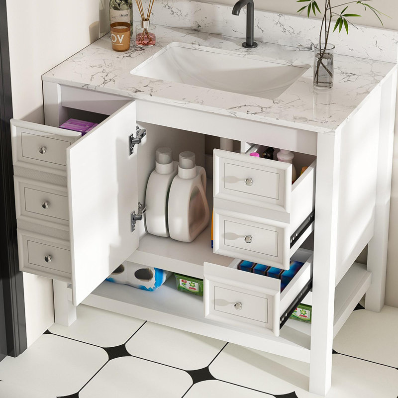 Meuble-lavabo sur pied simple 37 po avec lavabo