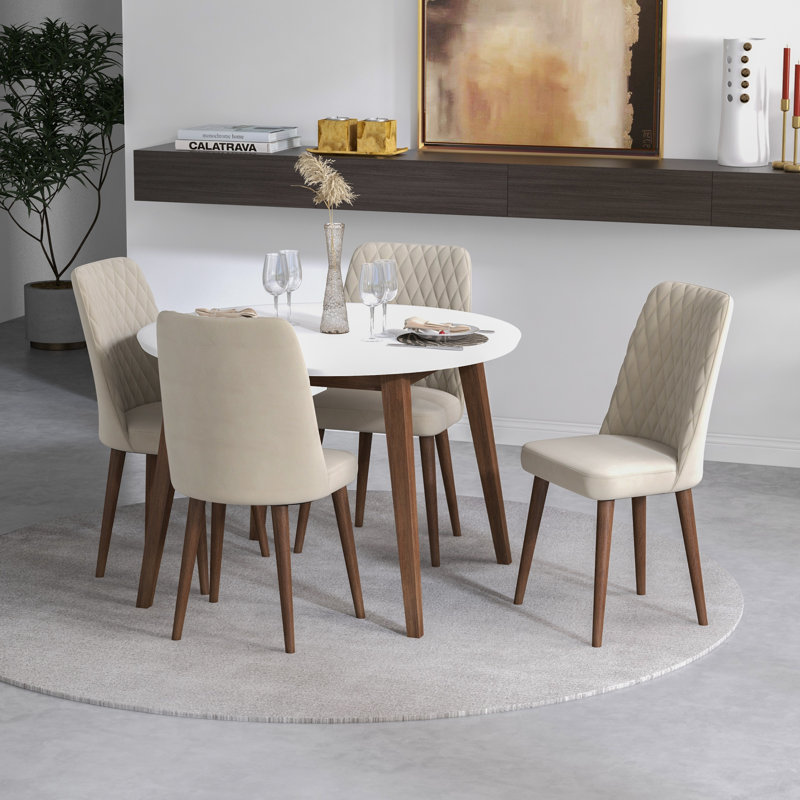Carstarphen 4 - Person Solid Wood Solid Wood Top Four Leg Dining Set
